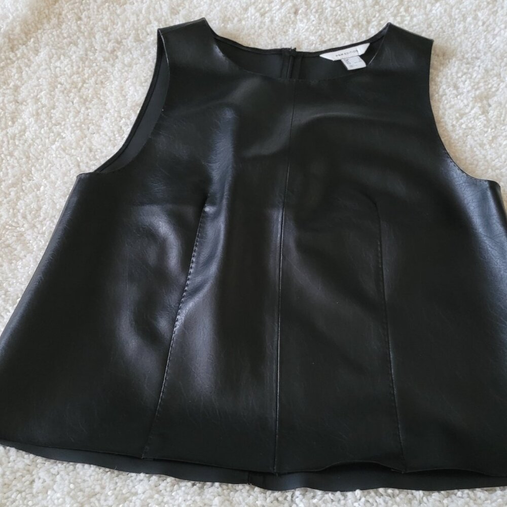 H&M Limited Edition black faux leather vest size small.